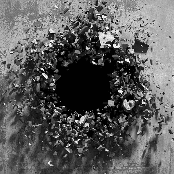 Repedt robbanás betonfal lyuk — Stock Fotó