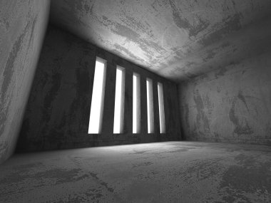 Karanlık beton boş oda