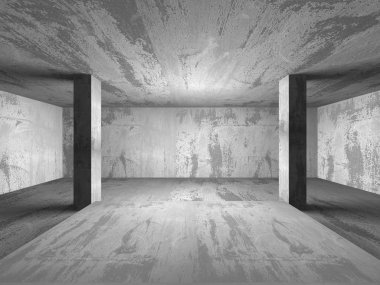 Karanlık beton boş oda