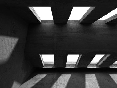 Karanlık beton boş oda