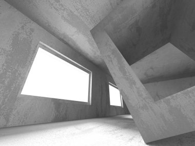 Karanlık beton boş oda 