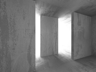 Karanlık beton boş oda 