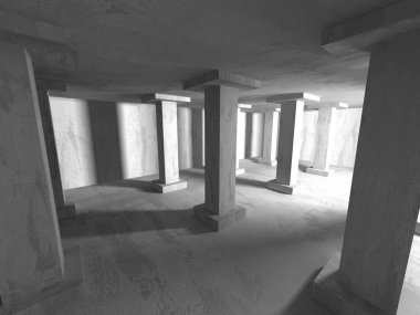 Karanlık beton boş oda 