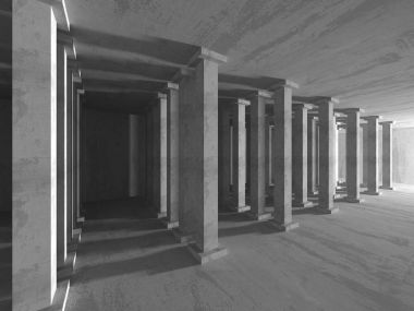 Karanlık beton boş oda 