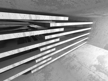 Karanlık beton boş oda 