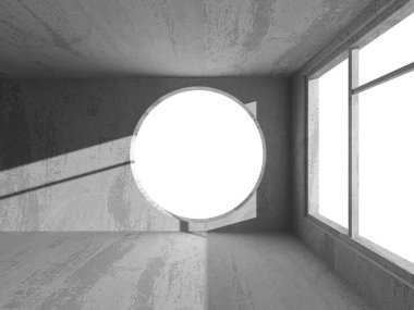 Karanlık beton boş oda 