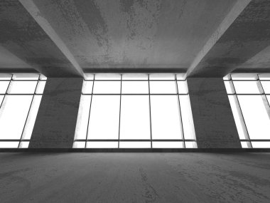 Karanlık beton boş oda 