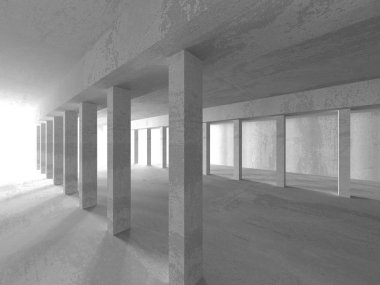 Karanlık beton boş oda