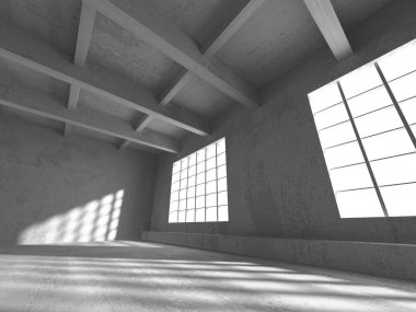 Karanlık beton boş oda