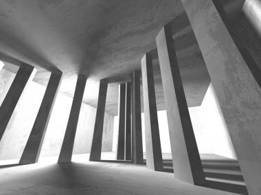 Karanlık beton boş oda