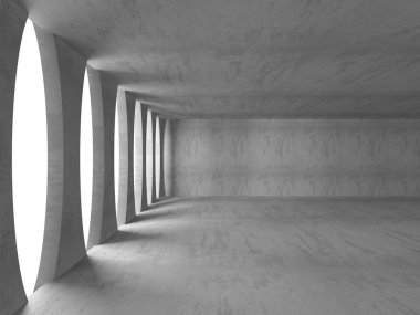 Karanlık beton boş oda