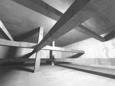 Geometrik beton mimari arka plan. 3D render illüstrasyon