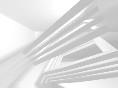 Soyut modern beyaz mimari arka planı. 3d resimleme