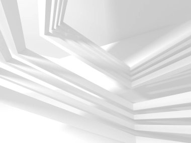 Beyaz Mimarlık inşaat Modern iç arka plan. 3D render illüstrasyon