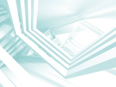 Beyaz Mimarlık inşaat Modern iç arka plan. 3D render illüstrasyon