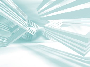 Soyut modern beyaz mimari arka planı. 3d resimleme