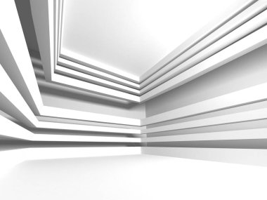 Beyaz Mimarlık inşaat Modern iç arka plan. 3D render illüstrasyon