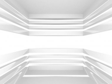 Soyut modern beyaz mimari arka planı. 3d resimleme