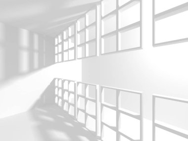 Fütüristik beyaz mimari tasarım arka plan. 3D render illüstrasyon