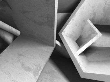 Geometrik beton mimari arka plan. 3D render illüstrasyon