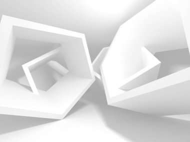 Beyaz Mimarlık inşaat Modern iç arka plan. 3D render illüstrasyon