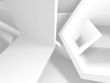 Soyut modern beyaz mimari arka planı. 3d resimleme