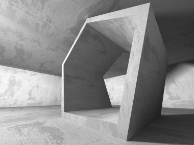 Karanlık beton boş oda. Modern mimari tasarım. Kentsel dokulu arka plan. 3D render illüstrasyon
