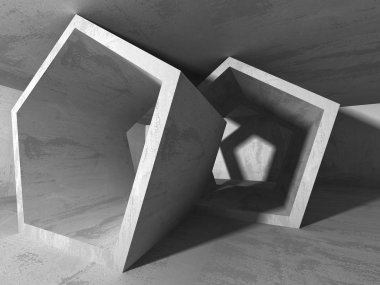 Geometrik beton mimari arka plan. 3D render illüstrasyon