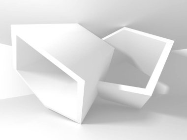 Beyaz Mimarlık inşaat Modern iç arka plan. 3D render illüstrasyon
