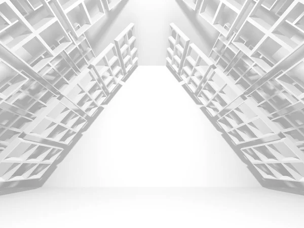 Futurystyczna Architektura Biały Wzór Tła Ilustracja Render — Zdjęcie stockowe