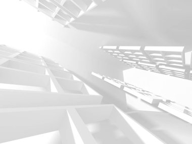 Soyut modern beyaz mimari arka planı. 3d resimleme