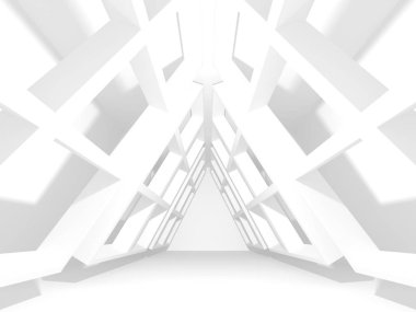 Beyaz Mimarlık inşaat Modern iç arka plan. 3D render illüstrasyon