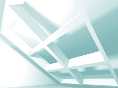 Fütüristik beyaz mimari tasarım arka plan. 3D render illüstrasyon