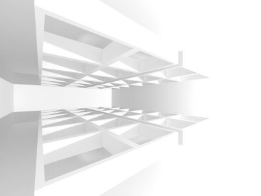 Soyut modern beyaz mimari arka planı. 3d resimleme