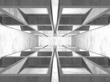 Geometrik beton mimari arka plan. 3D render illüstrasyon