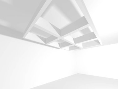 Fütüristik beyaz mimari tasarım arka plan. 3D render illüstrasyon