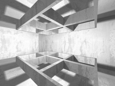 Geometrik beton mimari arka plan. 3D render illüstrasyon