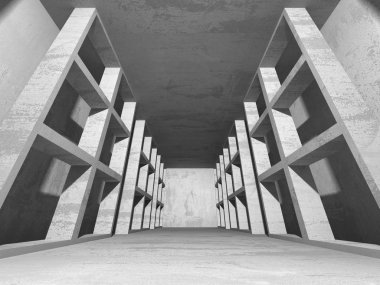 Geometrik beton mimari arka plan. 3D render illüstrasyon