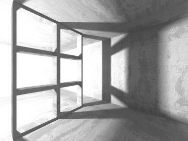 Geometrik beton mimari arka plan. 3D render illüstrasyon