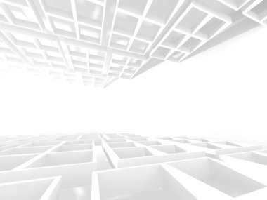 Beyaz Mimarlık inşaat Modern iç arka plan. 3D render illüstrasyon