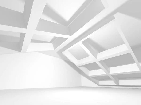 白色建筑建设现代室内背景 渲染图 — 图库照片