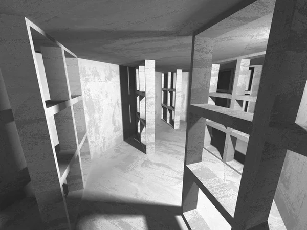 Dark Basement Empty Room Interior Concrete Walls Architecture Background Render — Stock Photo, Image