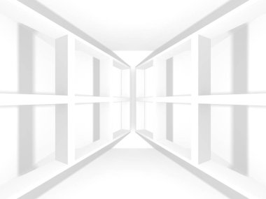 Soyut modern beyaz mimari arka planı. 3d resimleme