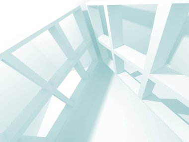 Soyut modern beyaz mimari arka planı. 3d resimleme