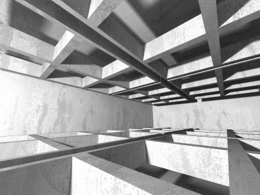 Geometrik beton mimari arka plan. 3D render illüstrasyon