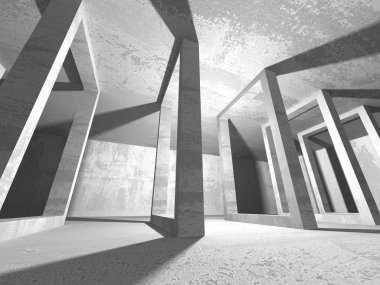 Karanlık beton boş oda