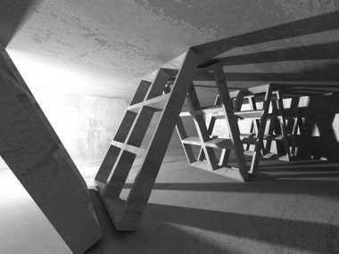 Karanlık beton boş oda