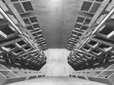 Karanlık beton boş oda