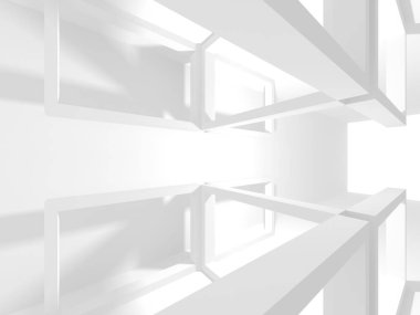 Soyut modern beyaz mimari arka planı. 3d resimleme