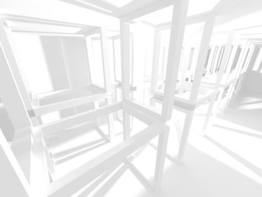 Soyut modern beyaz mimari arka planı. 3d resimleme